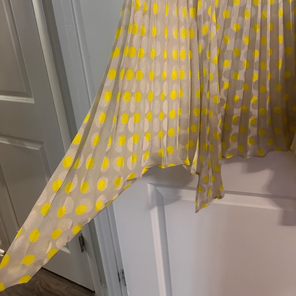 Zara pleated yellow polka dot handkerchief hem midi skirt Sz L - Picture 8 of 8